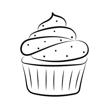 Cupcake illustration in doodle style. Vector illustration isolated on white background