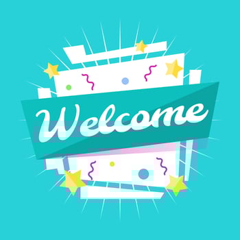 Colorful welcome composition, banner, template flat design. Celebration greeting template for holiday, invitation, banner, poster. vector