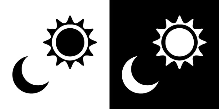 Symbols for paired t-shirts. Sun and moon. Vector stock illustration.
