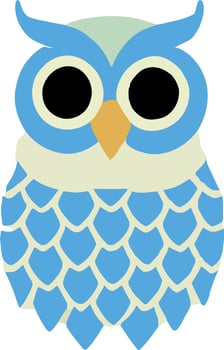 Blue Feathered Cartoon Owl Illustration vector