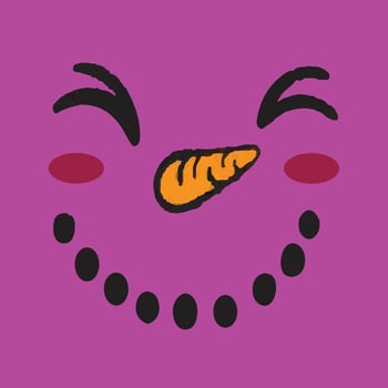 Snowman happy design made with orange and red patterns on a purple background vector