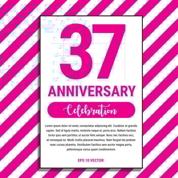 37 Year Anniversary Celebration Design, on Pink Stripe Background Vector Illustration. Eps10 Vector