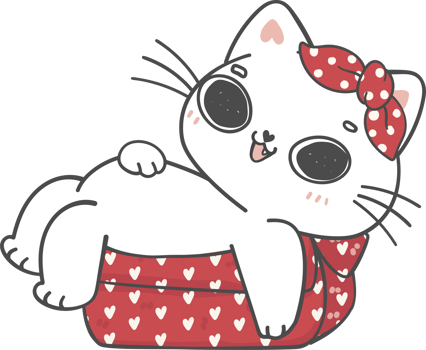 cute Christmas naughty kitten cat breeds with gift present box cartoon doodle hand drawing png