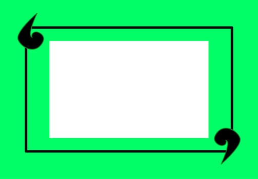 Quote speech bubble blank frame templates. Isolated textbox. Citation empty speech bubbles. Green color background. Rectangle shape. Social media template, web banner, copy space, memo, reminder, note vector