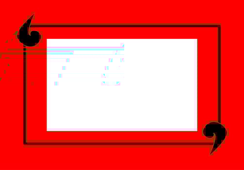 Quote speech bubble blank frame templates. Isolated textbox. Citation empty speech bubbles. Red color background. Rectangle shape. Social media template, web banner, copy space, memo, reminder, note. vector