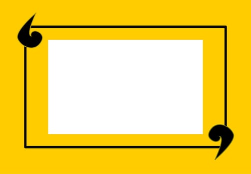 Quote speech bubble blank frame templates. Isolated textbox. Citation empty speech bubble. Yellow color background. Rectangle shape. Social media template, web banner, copy space, memo, reminder, note vector