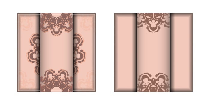 Two rectangular frames with brown and pink designs vector