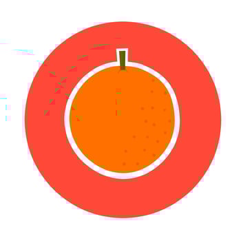 Mandarin orange icon on a red background. Yellow ripe chinese citrus fruit, Great for juice drink logos, invitation cards and fruit posters. Vector illustration