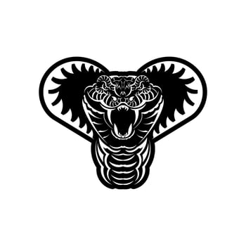 A black and white logo of a cobra head vector