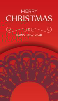 Red color happy new year flyer with vintage burgundy ornament vector