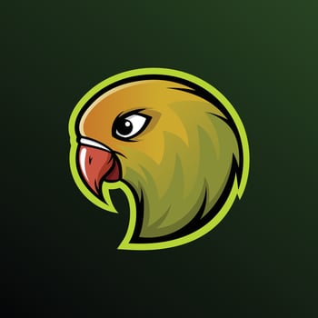 Love Bird Mascot Logo Emblem - Vector Illustration