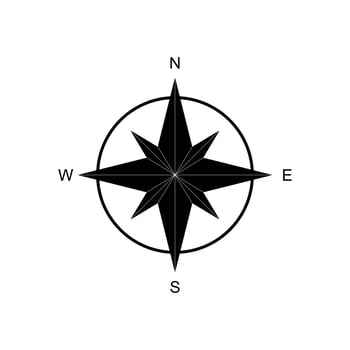 Compass Silhouette for Icon, Symbol, Apps, Website, Pictogram, Art Illustration or Graphic Design Element. Vector Illustration