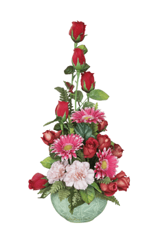 Bouquet of colorful plastic flower on isolated png