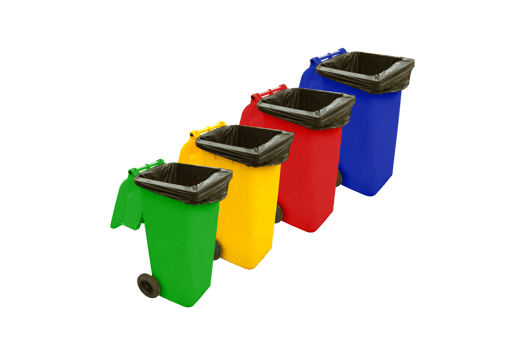 Color set garbage plastic bins isolated png