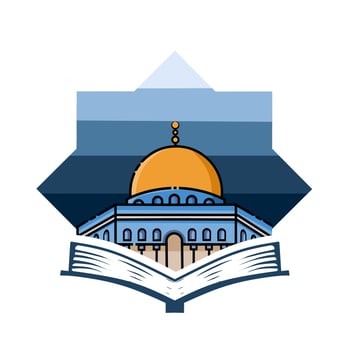 illustration vector of islamic background,al aqsa and al quran drawing,perfect for print,etc.