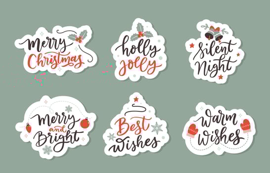 Hand Lettering Christmas Greeting Sticker vector
