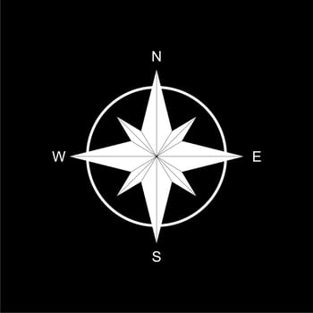 Compass Silhouette for Icon, Symbol, Apps, Website, Pictogram, Art Illustration or Graphic Design Element. Vector Illustration