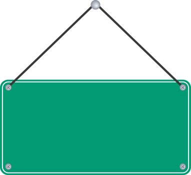 Blank green sign plate hanging on transparent background. png
