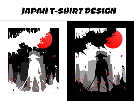 urban Samurai Vector Illustration, silhouette japan samurai vector for design t shirt concept, silhouette samurai, Japanese t-shirt design, silhouette for a Japanese theme