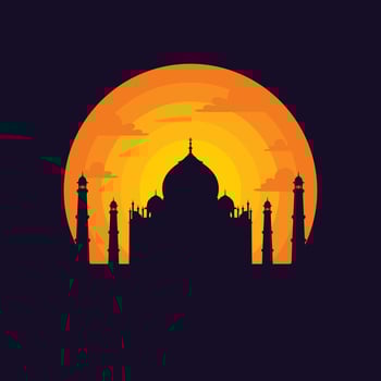 Vector illustration of Indian Taj Mahal scenery