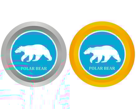 two buttons gray and yellow with a polar bear vector