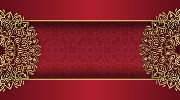 mandala background, red and gold vector