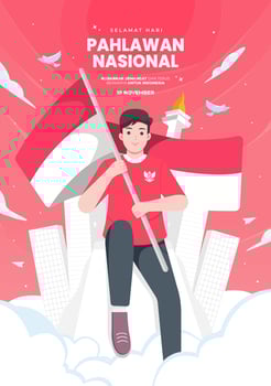 Selamat hari Pahlawan Nasional means Happy Indonesian National Heroes Day vector