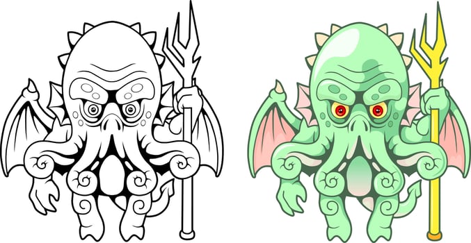 cartoon sea monster vector