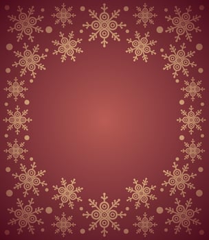 Red New Year background card with snowflake vector