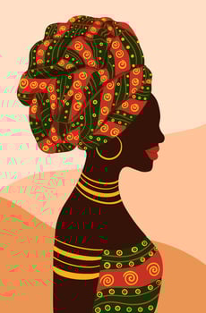 Ethnic background with african woman, vector poster