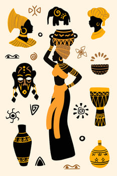 African woman and traditional ethnic elements vector