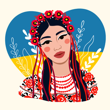 portrait of a Ukrainian girl in a national costume, love for Ukraine concept vector