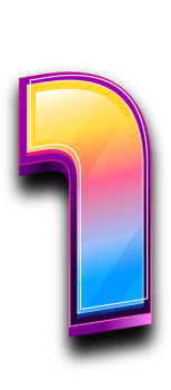 Colorfull Number 1 in 3D Style Text Effect png