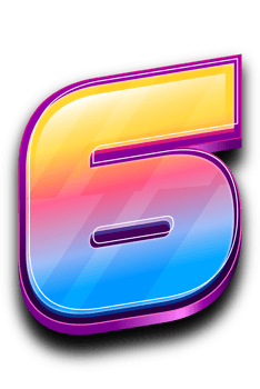 Colorfull Number 6 in 3D Style Text Effect png