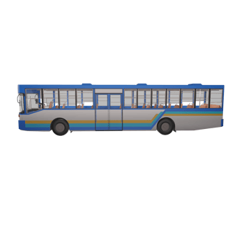 3D render thailand city bus blue white yellow color png illustration