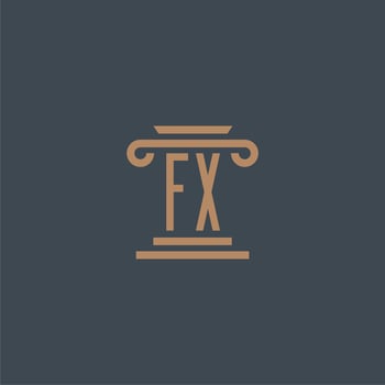 FX initial monogram for lawfirm logo with pillar design vector