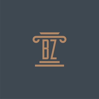 BZ initial monogram for lawfirm logo with pillar design vector