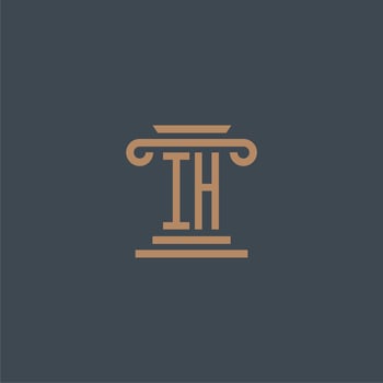 IH initial monogram for lawfirm logo with pillar design vector
