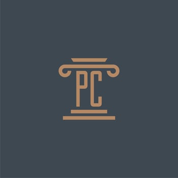 PC initial monogram for lawfirm logo with pillar design vector