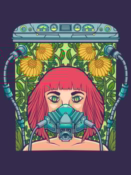 girl with mask vector