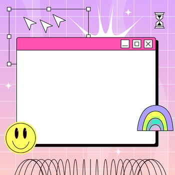 PC window in y2k style. Retro interface of an old computer with a bright color. Copyspace template. Retro wave and vaporwave vector