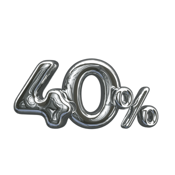 3D number Mental Silver 40 percent png