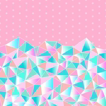 Cute background for a princess with crystals. Multicolored triangles girly pattern. Vector illustration