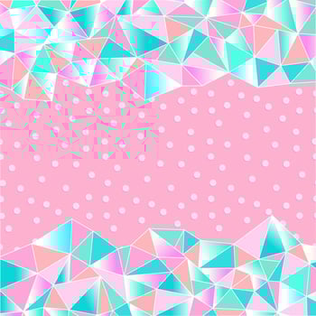 Cute background for a princess with crystals. Multicolored triangles girly pattern. Vector illustration