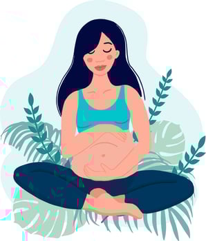 yoga pregnant women concept. Relax, meditation for the expectant mother. vector illustration