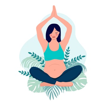 yoga pregnant women concept. Relax, meditation for the expectant mother. vector illustration