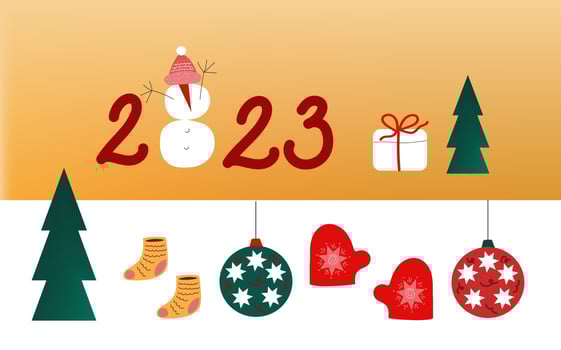 New year winter Christmas party set.Vector illustration in hand drawn style for winter holidays cards design. vector