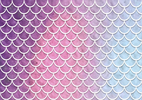 Watercolor fish scales. Underwater sea pattern. Vector illustration. Perfect for print design for textile, poster, greeting card, invitation. Cute mermaid background