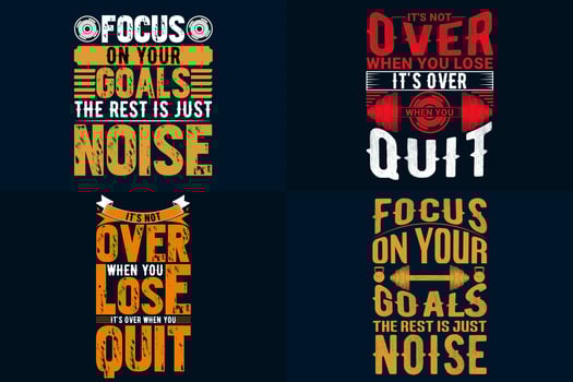 gym-fitness T-shirt design Bundle, strong Motivational Quote T-shirt design set vector