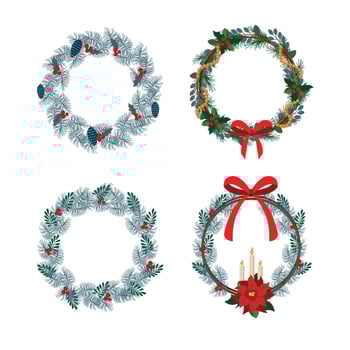 Collection of Christmas Wreaths vector